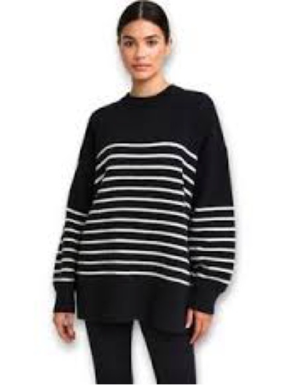 Navy & White Striped Crewneck Sweater Set